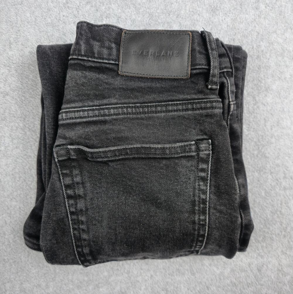 Everlane Womens 25 Regular  Black The Way High Jean Organic Cotton Raw Hem